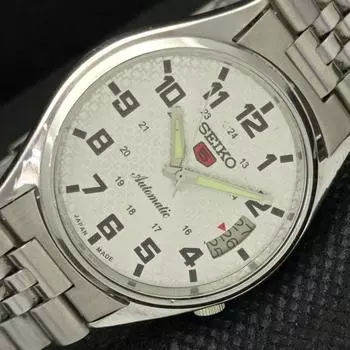 Б/У винтажные мужские часы SEIKO 5 AUTOMATIC 7009A из Японии с серебряным механизмом и датой 595a-a312304-9 SKU595a-a312304
