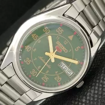 Б/У винтажные мужские часы SEIKO 5 AUTOMATIC 6349A из Японии, зеленые, 608c-a315457-2 SKU608c-a315457