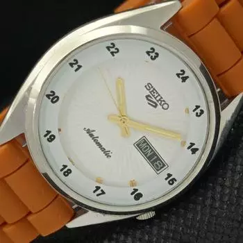 Б/У винтажные мужские часы SEIKO 5 AUTOMATIC JAPAN MENS DAY/DATE WHITE WATCH 593a-a311309-2 SKU593a-a311309