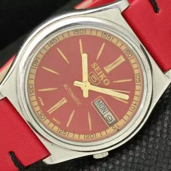 Б/У винтажные мужские часы SEIKO 5 AUTOMATIC JAPAN MENS DAY/DATE RED 595a-a312361-2 SKU595a-a312361