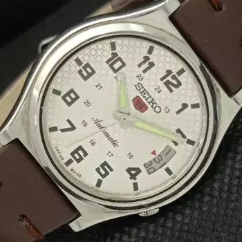 Б/У винтажные мужские часы SEIKO 5 AUTOMATIC 7009A из Японии с серебряным механизмом и датой 595a-a312324-9 SKU595a-a312324