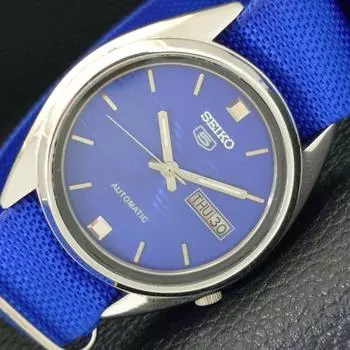 Б/У винтажные мужские часы SEIKO 5 AUTOMATIC 7009A из Японии с синим циферблатом a434590-2 R121-a434590