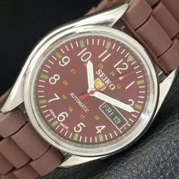 Б/У винтажные мужские часы SEIKO 5 AUTOMATIC JAPAN с коричневым циферблатом a434959-2 R122-a434959