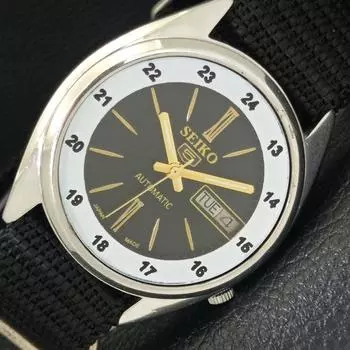 Б/У винтажные мужские часы SEIKO 5 AUTOMATIC JAPAN с черным циферблатом a435020-2 R122-a435020