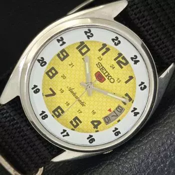 Б/У винтажные мужские часы SEIKO 5 AUTOMATIC 7009A JAPAN с желтым циферблатом и датой a434931-2 R122-a434931