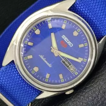 Б/У винтажные мужские часы SEIKO 5 AUTOMATIC JAPAN с синим циферблатом a435025-2 R122-a435025