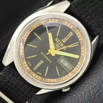 Б/У винтажные мужские часы SEIKO 5 AUTOMATIC JAPAN с черным циферблатом a435003-2 R122-a435003