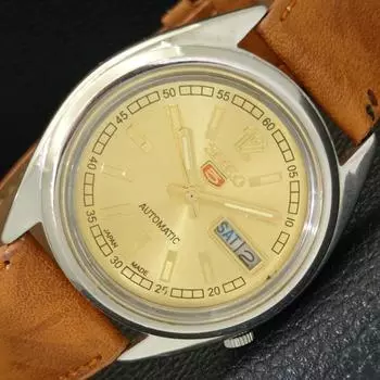 Б/У винтажные мужские часы SEIKO 5 AUTOMATIC JAPAN с золотистым циферблатом a434987-2 R122-a434987