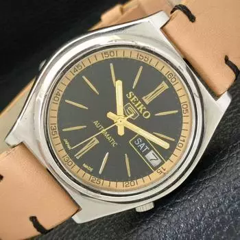 Б/У винтажные мужские часы SEIKO 5 AUTOMATIC 7009A из Японии с черным циферблатом a434968-2 R122-a434968