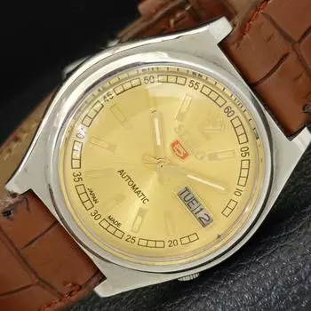 Б/У винтажные мужские часы SEIKO 5 AUTOMATIC JAPAN с золотистым циферблатом a434998-2 R122-a434998