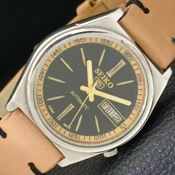 Б/У винтажные мужские часы SEIKO 5 AUTOMATIC JAPAN с черным циферблатом a434950-2 R122-a434950