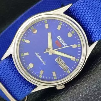 Б/У винтажные мужские часы SEIKO 5 AUTOMATIC 7009A из Японии с синим циферблатом a435028-2 R122-a435028