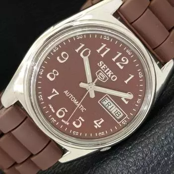 Б/У винтажные мужские часы SEIKO 5 AUTOMATIC JAPAN с коричневым циферблатом a434992-2 R122-a434992