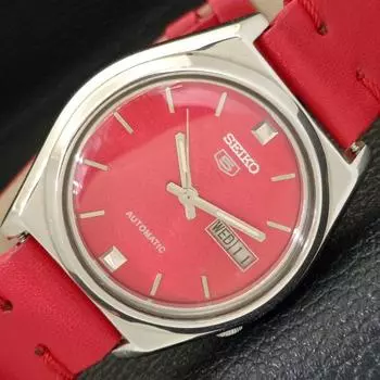 Б/У винтажные мужские часы SEIKO 5 AUTOMATIC 7009A из Японии с красным циферблатом a434570-2 R121-a434570