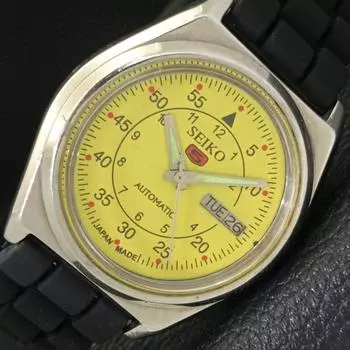 Б/У винтажные мужские часы SEIKO 5 AUTOMATIC JAPAN с желтым циферблатом a435005-2 R122-a435005