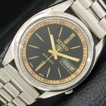 Б/У винтажные мужские часы SEIKO 5 AUTOMATIC 7009A из Японии с черным циферблатом a435054-2 R122-a435054