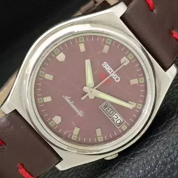 Б/У винтажные мужские часы SEIKO 5 AUTOMATIC JAPAN с коричневым циферблатом a434966-2 R122-a434966