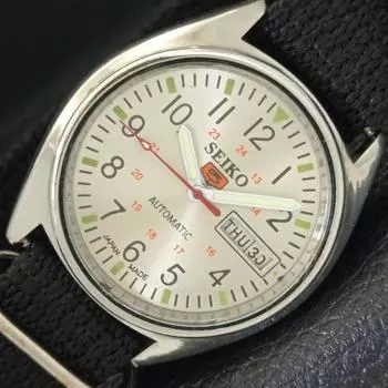 Б/У винтажные мужские часы SEIKO 5 AUTOMATIC JAPAN с серебристым циферблатом a435002-2 R122-a435002