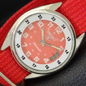 Б/У винтажные мужские часы SEIKO 5 AUTOMATIC JAPAN с циферблатом персикового цвета и датой a434935-2 R122-a434935