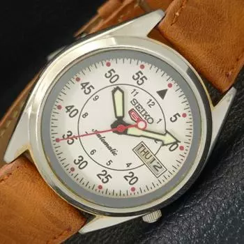 Б/У винтажные мужские часы SEIKO 5 AUTOMATIC 7S26A из Японии с белым циферблатом a435007-2 R122-a435007