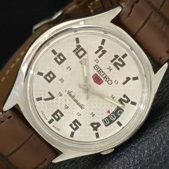 Б/У винтажные мужские часы SEIKO 5 AUTOMATIC 7019A JAPAN с серебряным циферблатом и датой a434905-2 R122-a434905