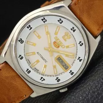 Б/У винтажные мужские часы SEIKO 5 AUTOMATIC 7009A из Японии с белым циферблатом a434971-2 R122-a434971