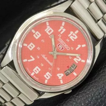 Б/у винтажные мужские часы SEIKO 5 AUTOMATIC JAPAN с циферблатом персикового цвета и датой a434937-2 R122-a434937