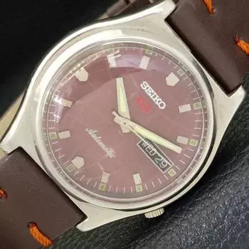 Б/У винтажные мужские часы SEIKO 5 AUTOMATIC JAPAN с коричневым циферблатом a434955-2 R122-a434955