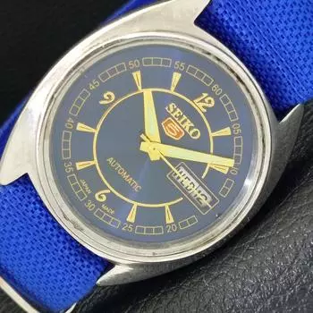 Б/У винтажные мужские часы SEIKO 5 AUTOMATIC 6349A из Японии с синим циферблатом a435019-2 R122-a435019