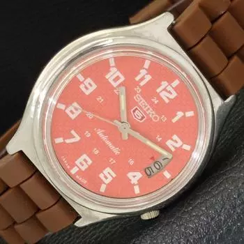 Б/У винтажные мужские часы SEIKO 5 AUTOMATIC 7009A из Японии с циферблатом персикового цвета a434911-2 R122-a434911