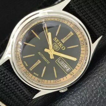 Б/У винтажные мужские часы SEIKO 5 AUTOMATIC 7009A из Японии с черным циферблатом a434996-2 R122-a434996