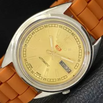 Б/У винтажные мужские часы SEIKO 5 AUTOMATIC JAPAN с золотистым циферблатом a434954-2 R122-a434954