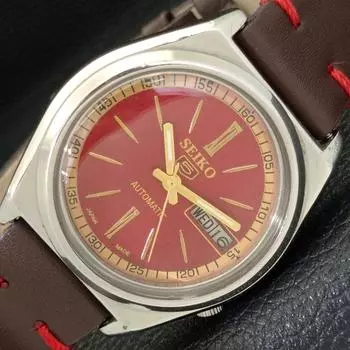 Б/У винтажные мужские часы SEIKO 5 AUTOMATIC 7009A из Японии с красным циферблатом a434980-2 R122-a434980