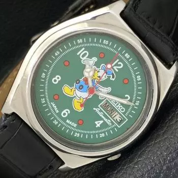 Б/У винтажные мужские часы SEIKO AUTOMATIC 7009A из Японии с рисунком из мультфильма и зеленым циферблатом a433906-2 R119-a433906