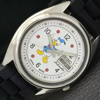 Б/У винтажные мужские часы SEIKO AUTOMATIC 7009A из Японии с рисунком из мультфильма и белым циферблатом a433899-2 R119-a433899