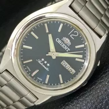 Б/у ЯПОНИЯ ORIENT AUTOMATIC 46941 МУЖСКИЕ ЧАСЫ DAY&DATE СИНЕГО ЦИФЕРБЛАТА A431512-2 R107-a431512