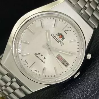 Б/у ЯПОНИЯ ORIENT AUTOMATIC 46941 МУЖСКИЕ ЧАСЫ С СЕРЕБРИСТЫМ ЦИФЕРБЛАТОМ И ДНЕМ A432327-2 R111-a432327