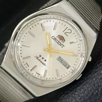 Б/у ЯПОНИЯ ORIENT AUTOMATIC 46941 МУЖСКИЕ ЧАСЫ С СЕРЕБРИСТЫМ ЦИФЕРБЛАТОМ DAY&DATE A431508-2 R107-a431508