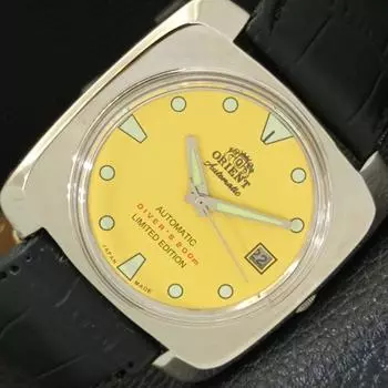 Б/у ЯПОНИЯ ORIENT AUTOMATIC 46941 МУЖСКИЕ ЧАСЫ С ДАТОЙ ЖЕЛТОГО ЦВЕТА С ЦИФЕРБЛАТОМ a432834-2 R113-a432834