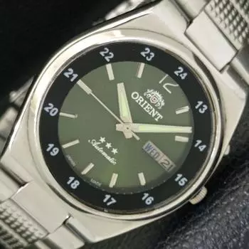Б/у ЯПОНИЯ ORIENT AUTOMATIC 46943 МУЖСКИЕ ЧАСЫ С ДНЕМ И ДАТОЙ ЗЕЛЕНОГО ЦИФЕРБЛАТА A431515-2 R107-a431515