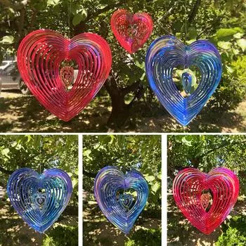 Бьющееся сердце Спиннер ветра ABS Ловец ветра Любовь Вращающийся перезвон ветра Подвесное украшение Орнамент синий