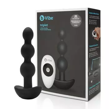 B Vibe TRIPLET ANAL BEADS BLACK Тройные анальные бусы черные
