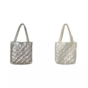 B# Женская стеганая сумка-тоут с хлопковой подкладкой, сумка-портфель для работы (Серебряный