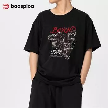 BAASPLOA Мужская футболка с принтом Модная мужская универсальная брендовая спортивная удобная хлопковая мужская спортивная уличная мужская футболка с короткими рукавами