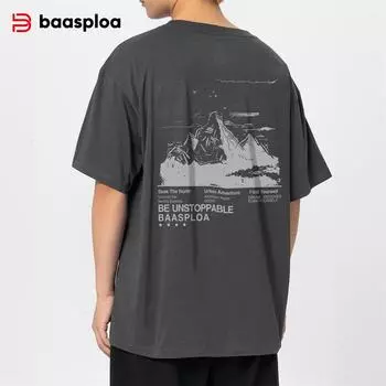 BAASPLOA Мужская летняя дышащая удобная мужская футболка с коротким рукавом и принтом, модная мужская футболка с круглым вырезом