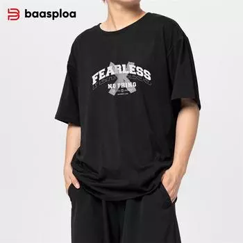 BAASPLOA Мужская летняя футболка мягкая, удобная и дышащая. Мужская спортивная футболка для бега на открытом воздухе. Мужская модная свободная мужская одежда с короткими рукавами.