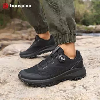 Baasploa Мужская обувь для активного отдыха с вращающейся пряжкой, сетчатая поверхность, дышащая, нескользящая, легкая мужская обувь для активного отдыха, брендовые походные кроссовки для активного отдыха для мужчин 44 чёрный