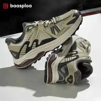 Baasploa Мужские кроссовки для бега из сетки, дышащие мужские кроссовки для бега на открытом воздухе, нескользящие, ретро, мужские модные кроссовки для бега на открытом воздухе 43 серый