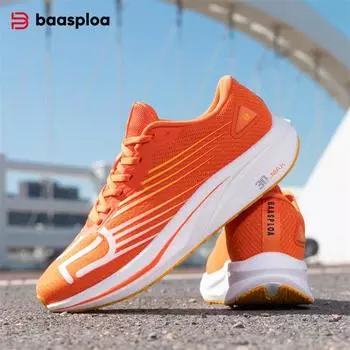 Baasploa Мужские кроссовки Легкие амортизирующие нескользящие профессиональные кроссовки для бега на открытом воздухе Кроссовки для бега с сетчатой карбоновой пластиной Мужская обувь 41 оранжевый