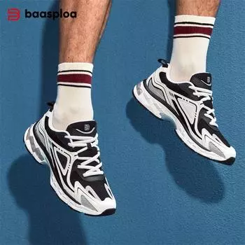 Baasploa мужские кроссовки для бега Весна мужские уличные дышащие нескользящие спортивные беговые модные брендовые удобные дышащие мужские кроссовки 41 чёрный